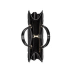 Schwarze Leder-Tote-Bag