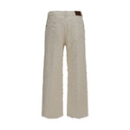 Beige Cotton Cropped Pants