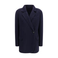 Blaue Jacke aus Wolle Oves Aries in voller Länge