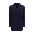 Blaue Jacke aus Wolle Oves Aries in voller Länge