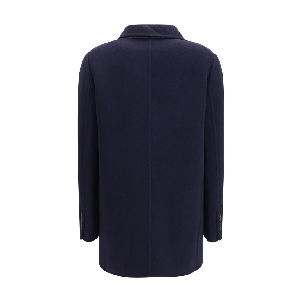 Blaue Jacke aus Wolle Oves Aries in voller Länge