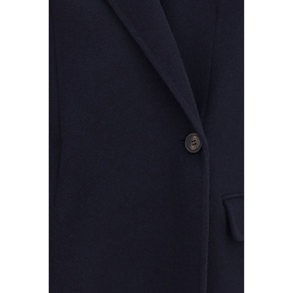 Blaue Jacke aus Wolle Oves Aries in voller Länge