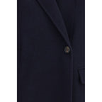 Blaue Jacke aus Wolle Oves Aries in voller Länge