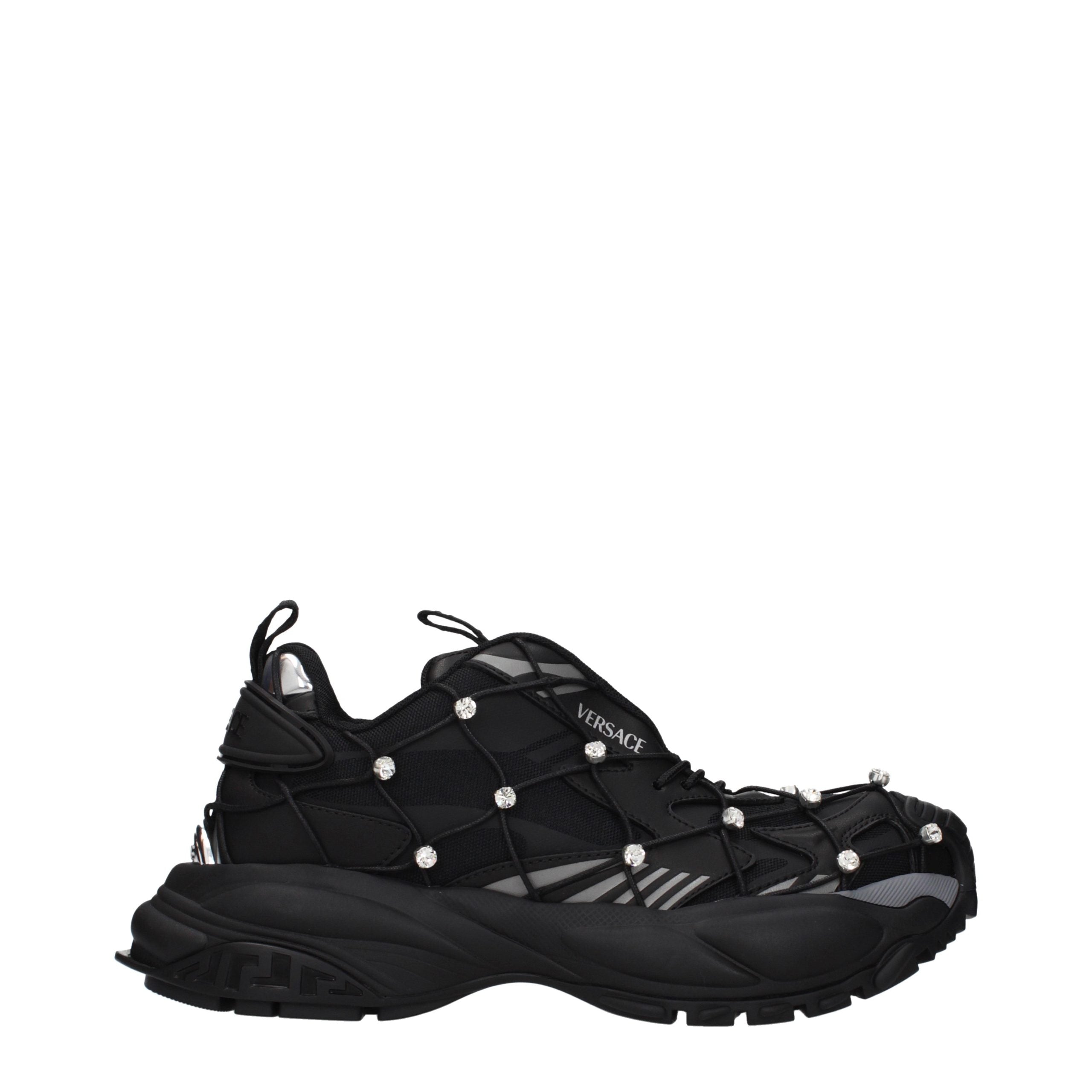 Schwarze Stoff-Sneaker mit klobiger Sohle