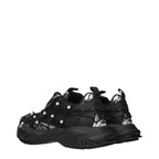 Schwarze Stoff-Sneaker mit klobiger Sohle