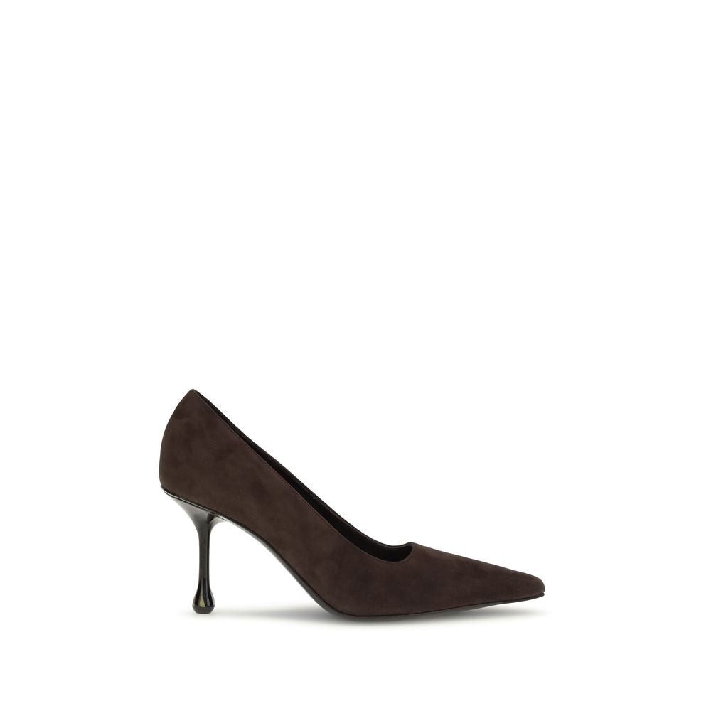 Braune Ziegenleder-Pumps mit hohem Absatz