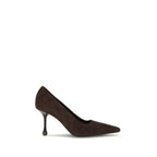 Braune Ziegenleder-Pumps mit hohem Absatz
