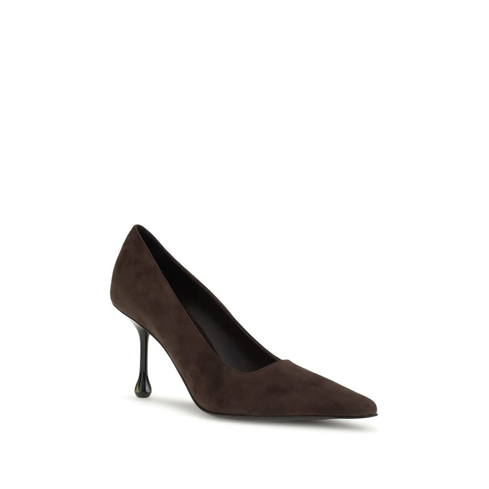 Braune Ziegenleder-Pumps mit hohem Absatz