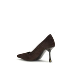 Braune Ziegenleder-Pumps mit hohem Absatz