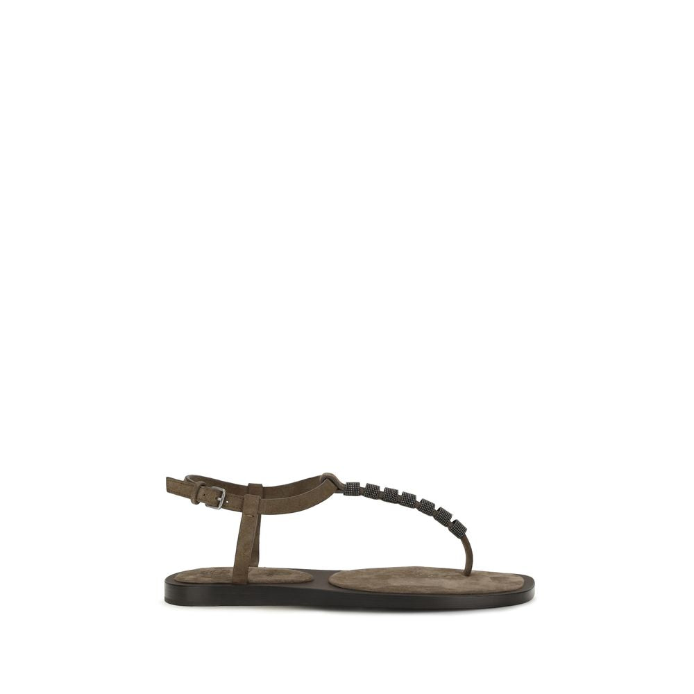 Braune Kalbsleder Bos Taurus Flache Sandalen