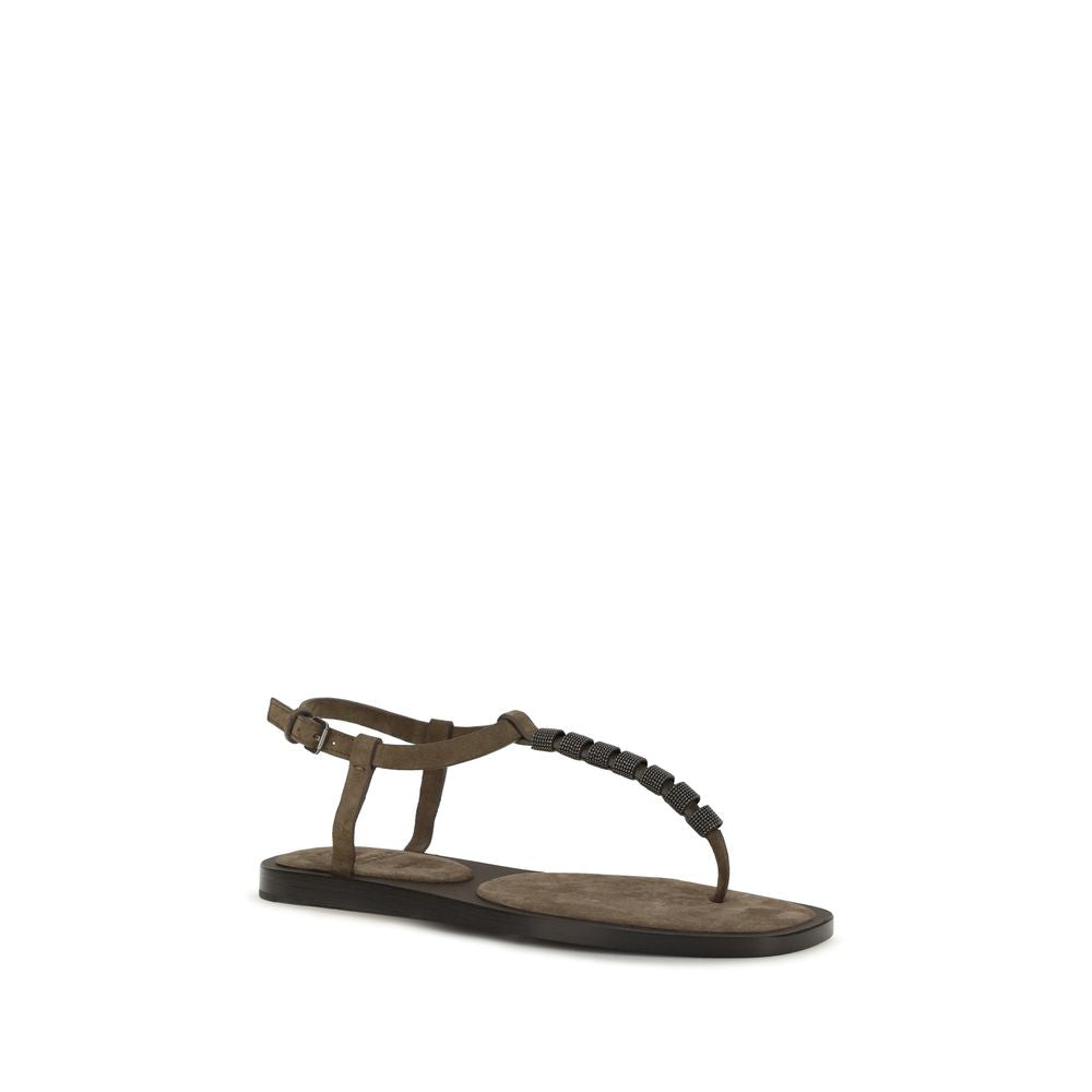 Braune Kalbsleder Bos Taurus Flache Sandalen