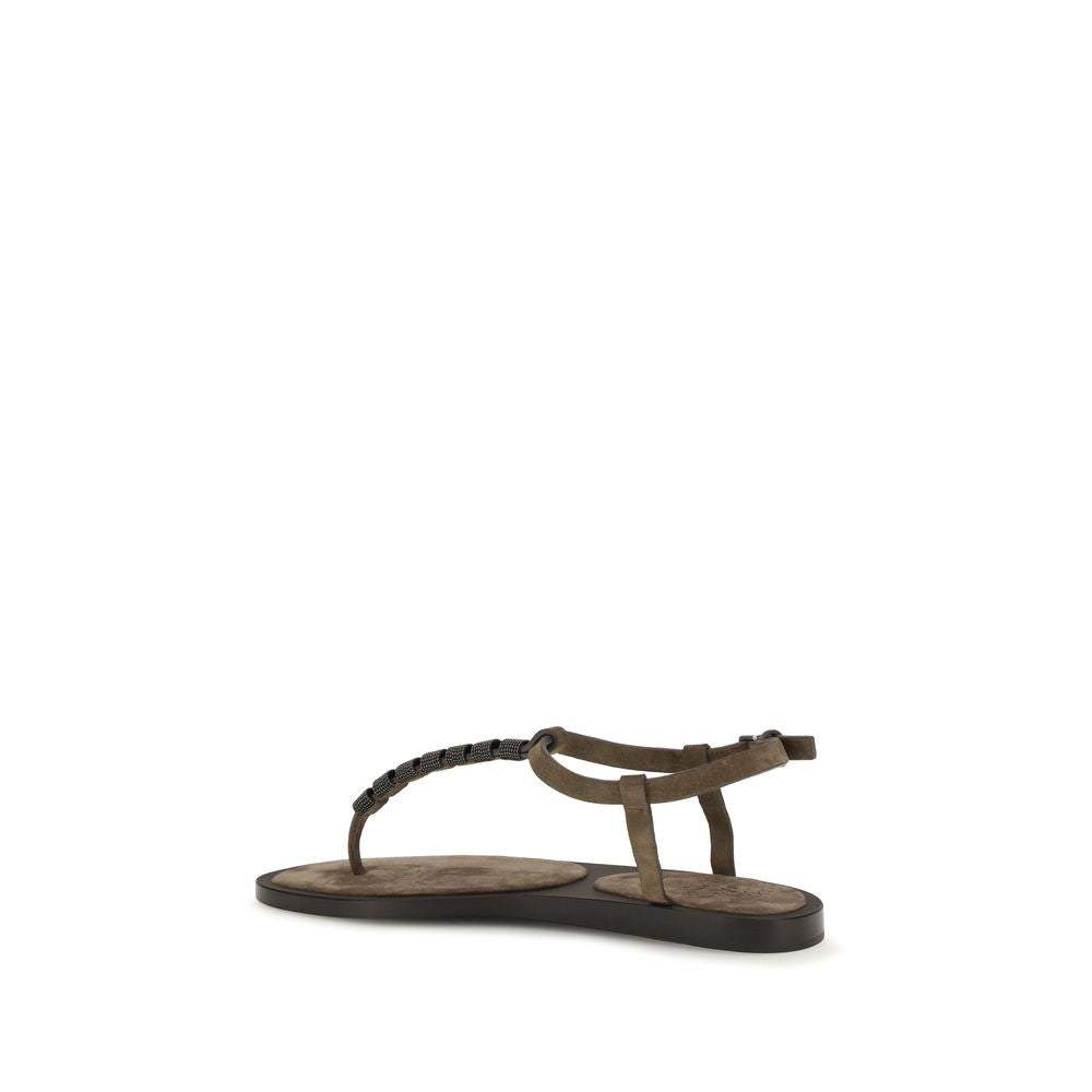 Braune Kalbsleder Bos Taurus Flache Sandalen