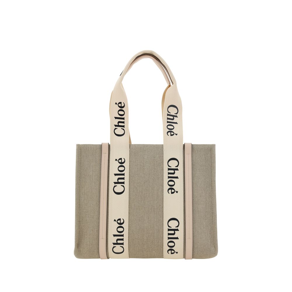 Beige Leinen Handtasche