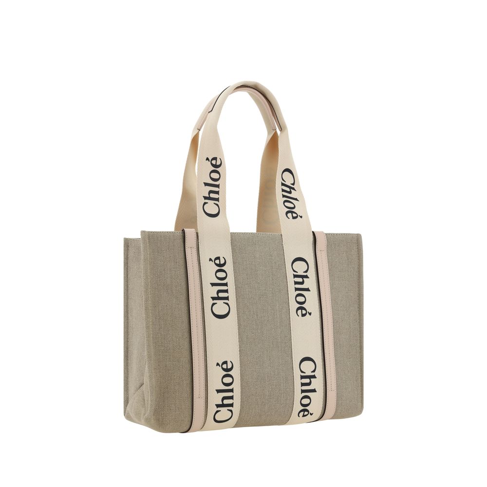 Beige Leinen Handtasche