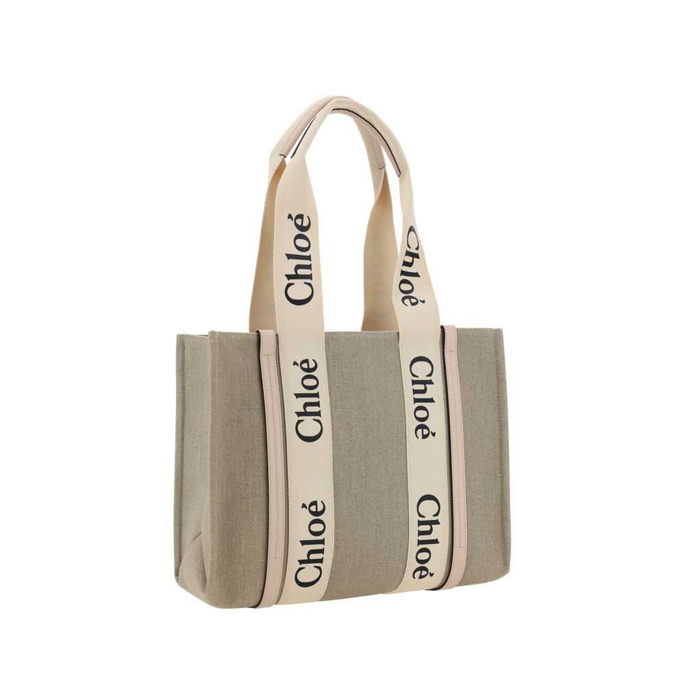 Beige Leinen Handtasche