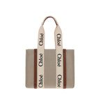 Beige Leinen Handtasche