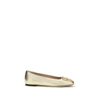Ballerinas aus goldenem Nappa-Leder / Kalbsleder