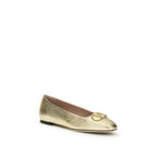 Ballerinas aus goldenem Nappa-Leder / Kalbsleder