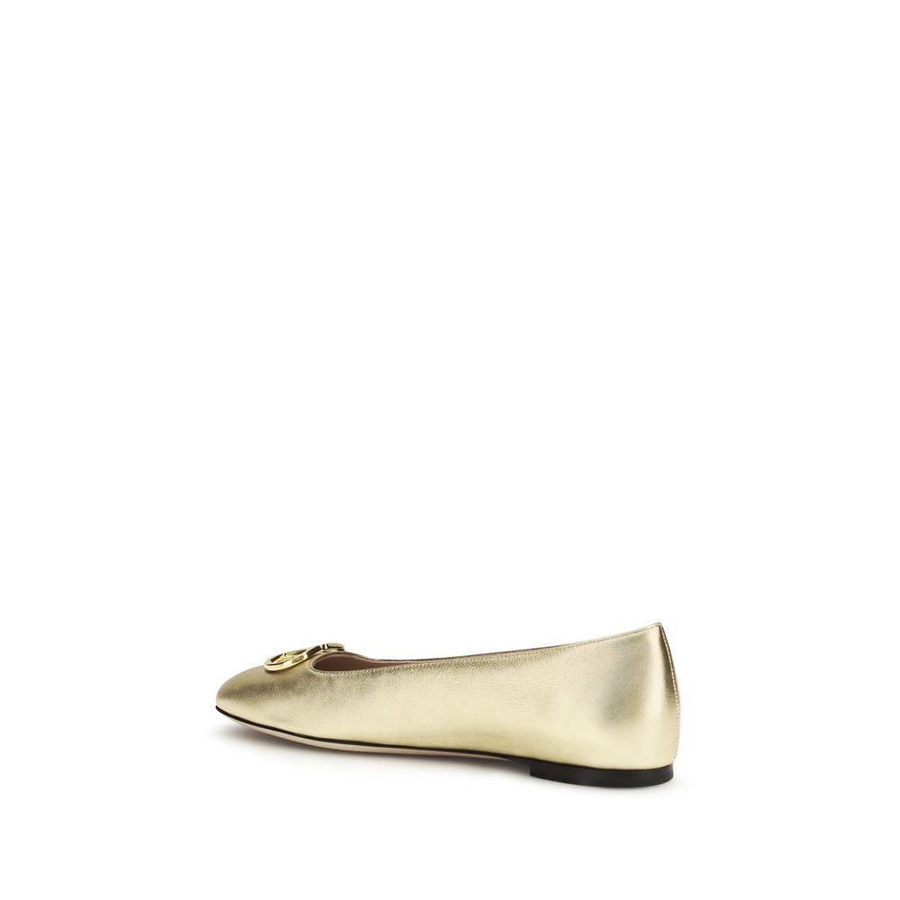 Ballerinas aus goldenem Nappa-Leder / Kalbsleder