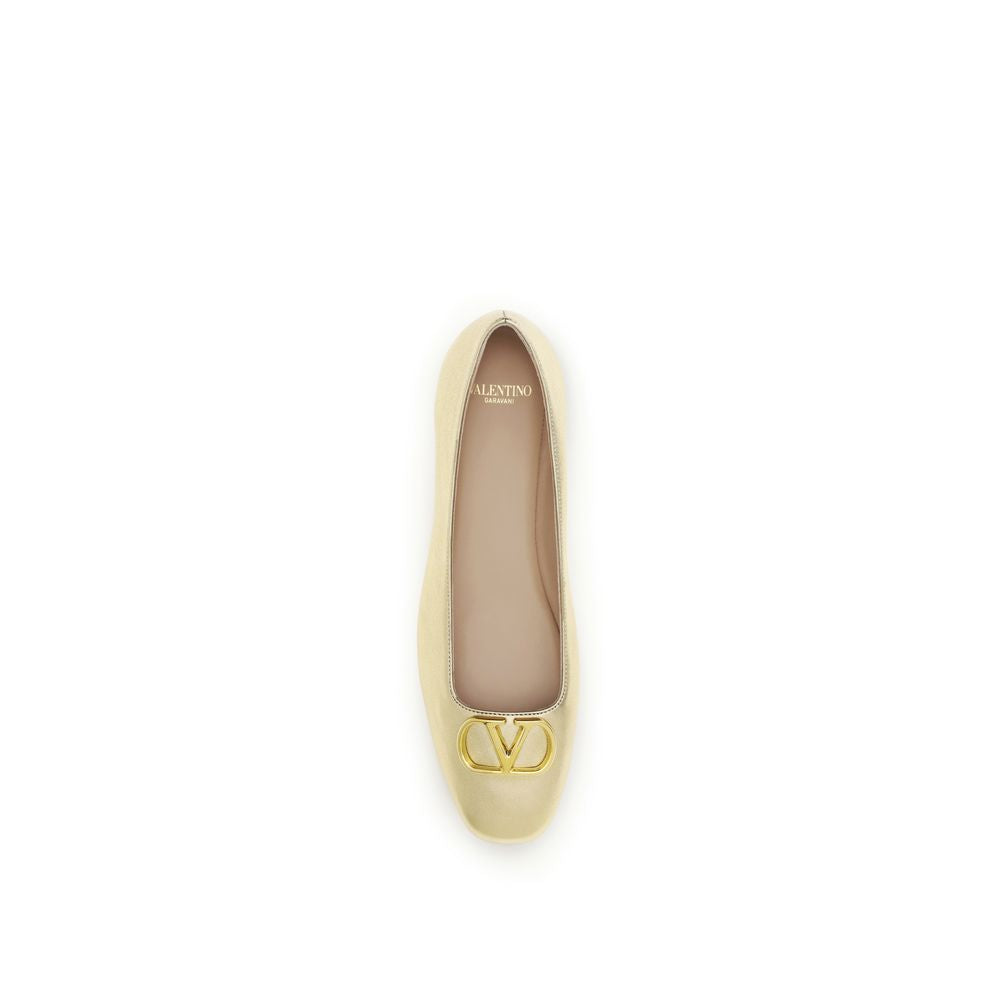 Ballerinas aus goldenem Nappa-Leder / Kalbsleder