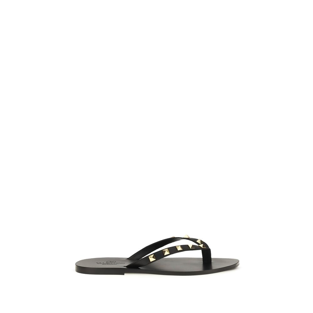 Schwarze Bos Taurus Kalbsleder-Flip-Flop-Sandalen