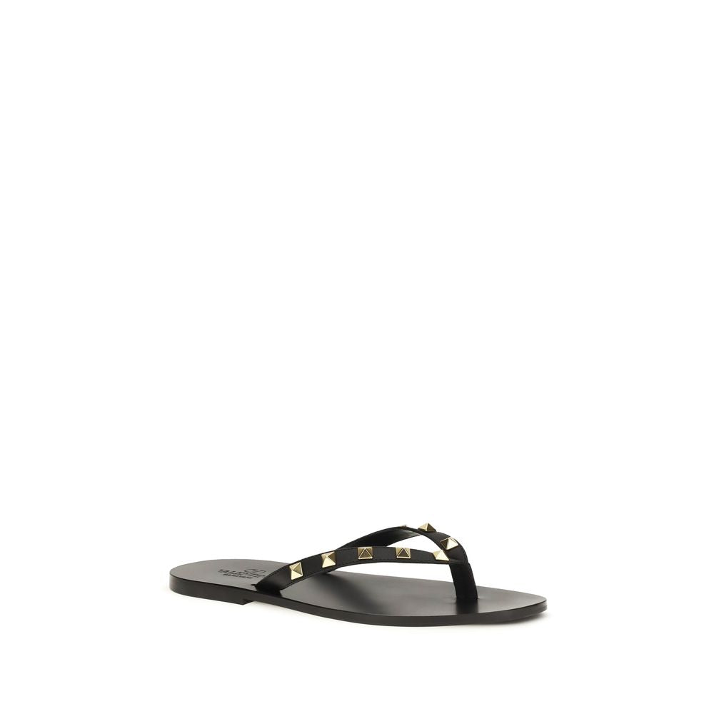 Schwarze Bos Taurus Kalbsleder-Flip-Flop-Sandalen