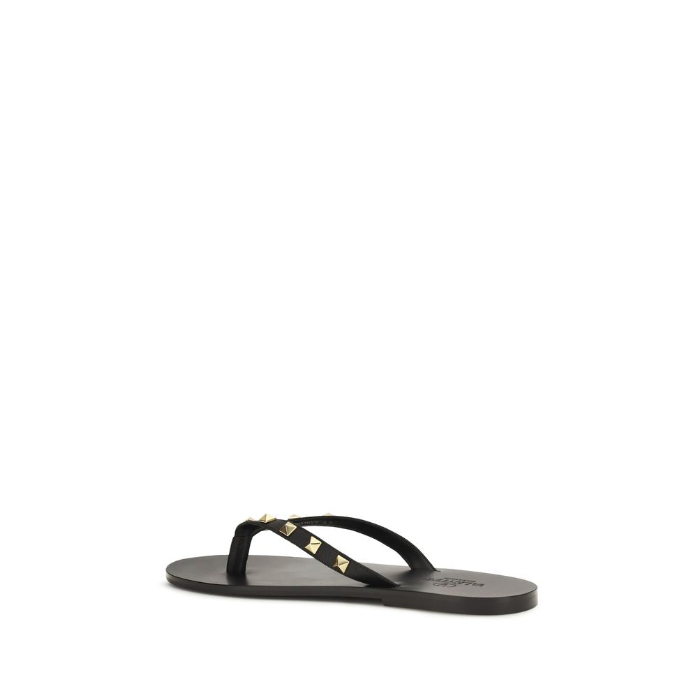 Schwarze Bos Taurus Kalbsleder-Flip-Flop-Sandalen