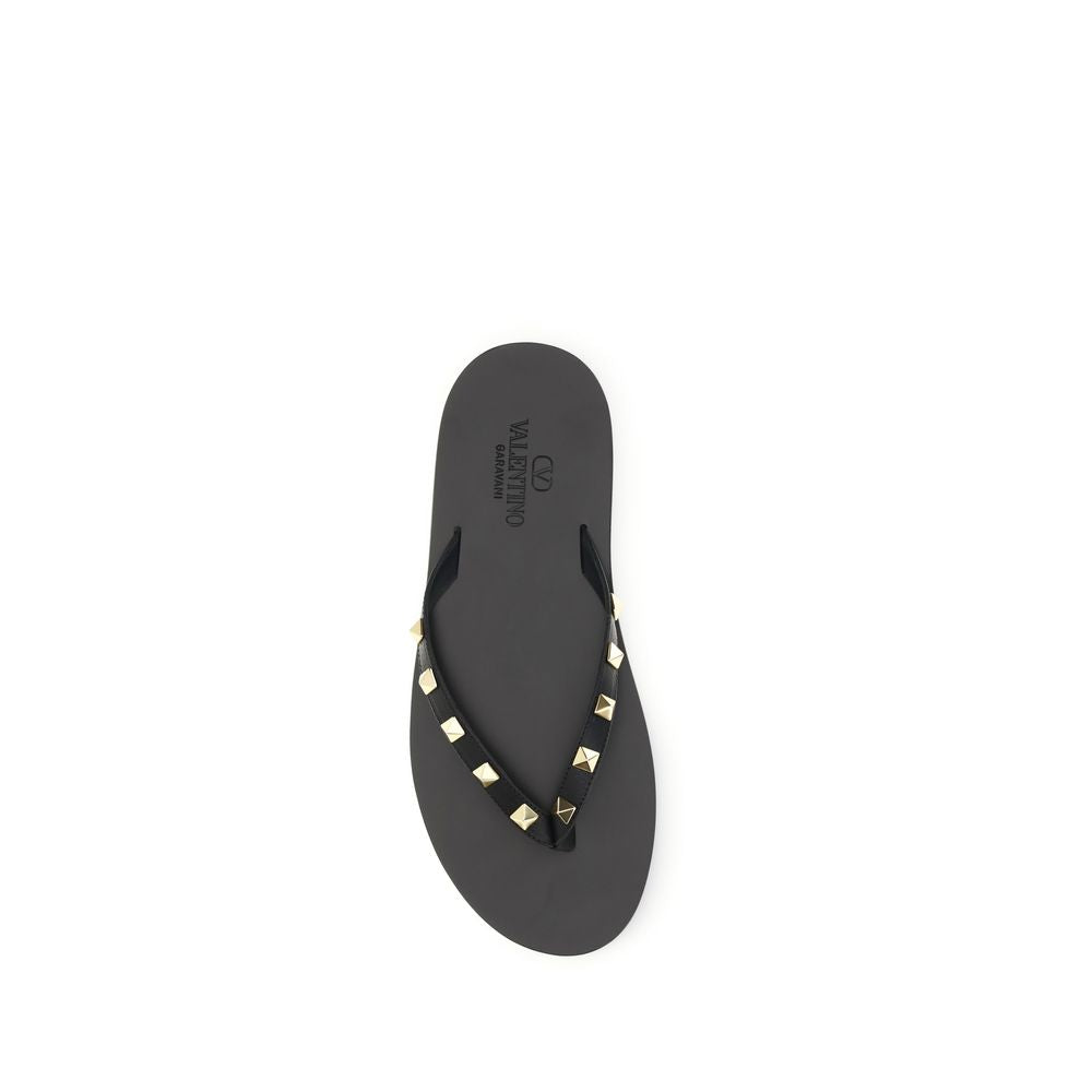 Schwarze Bos Taurus Kalbsleder-Flip-Flop-Sandalen