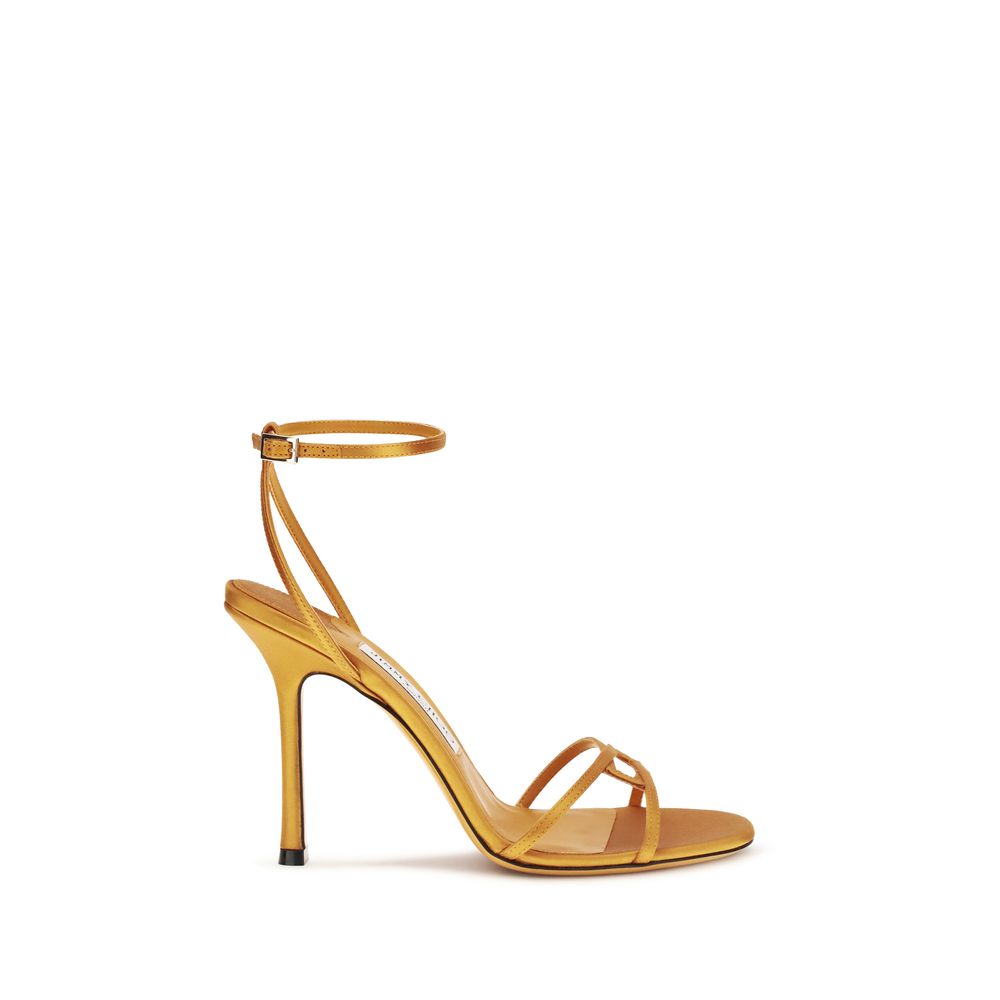 Orange Seiden-Stiletto-Sandalen