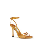 Orange Seiden-Stiletto-Sandalen