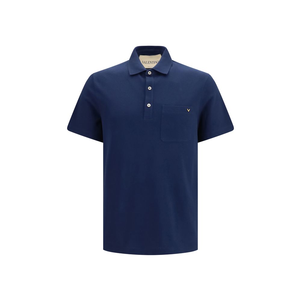 Blaues Baumwoll-Polohemd