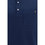 Blaues Baumwoll-Polohemd