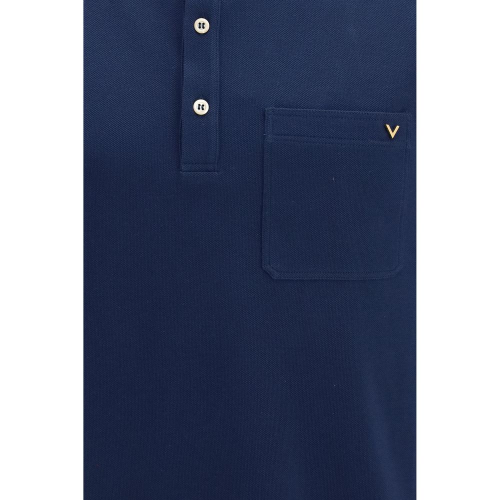 Blaues Baumwoll-Polohemd