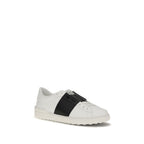 Sneakers aus schwarzem und weißem Kalbsleder, Low-Top-Modell
