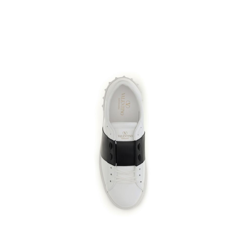 Sneakers aus schwarzem und weißem Kalbsleder, Low-Top-Modell
