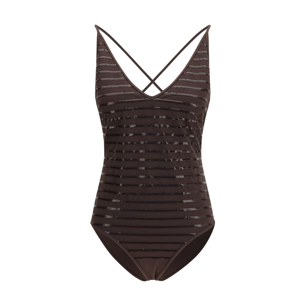 Brauner Badeanzug aus Nylon