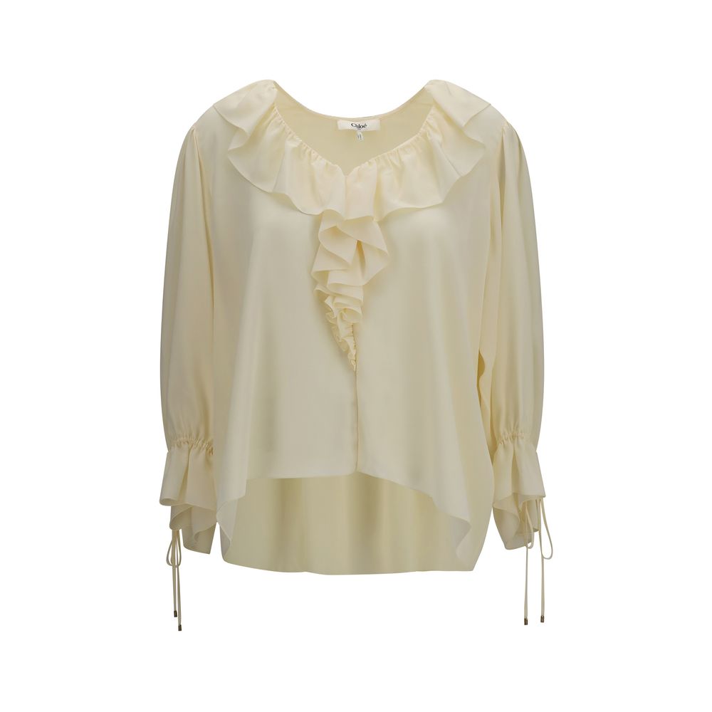 Beige Seidenbluse