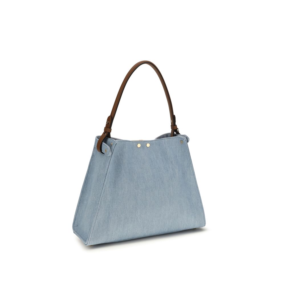 Schultertasche aus blauem Kalbsleder Bos Taurus