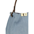 Schultertasche aus blauem Kalbsleder Bos Taurus