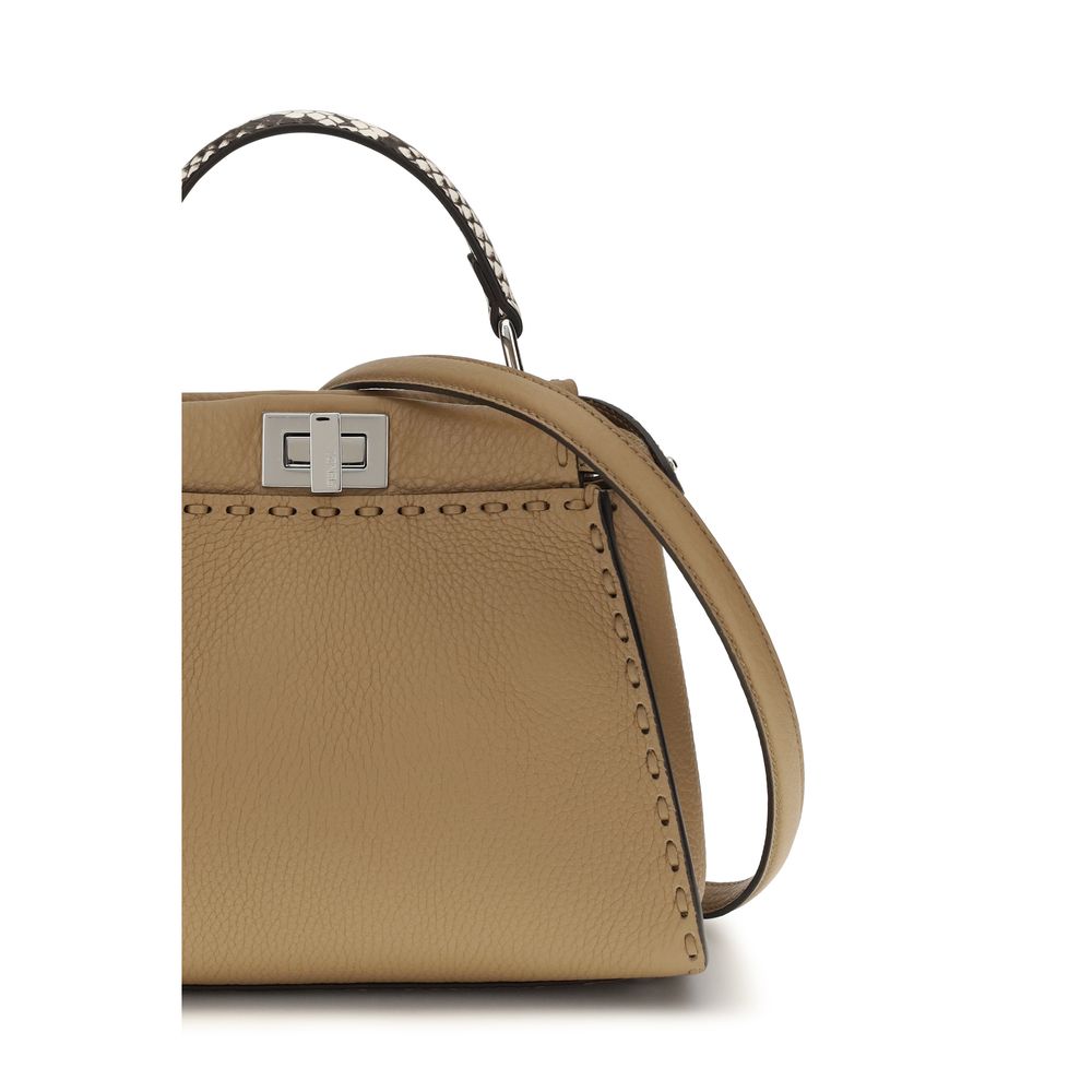 Beige Kalbsleder Bos Taurus Schultertasche