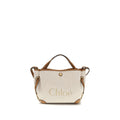 Beige Stoff-Schultertasche