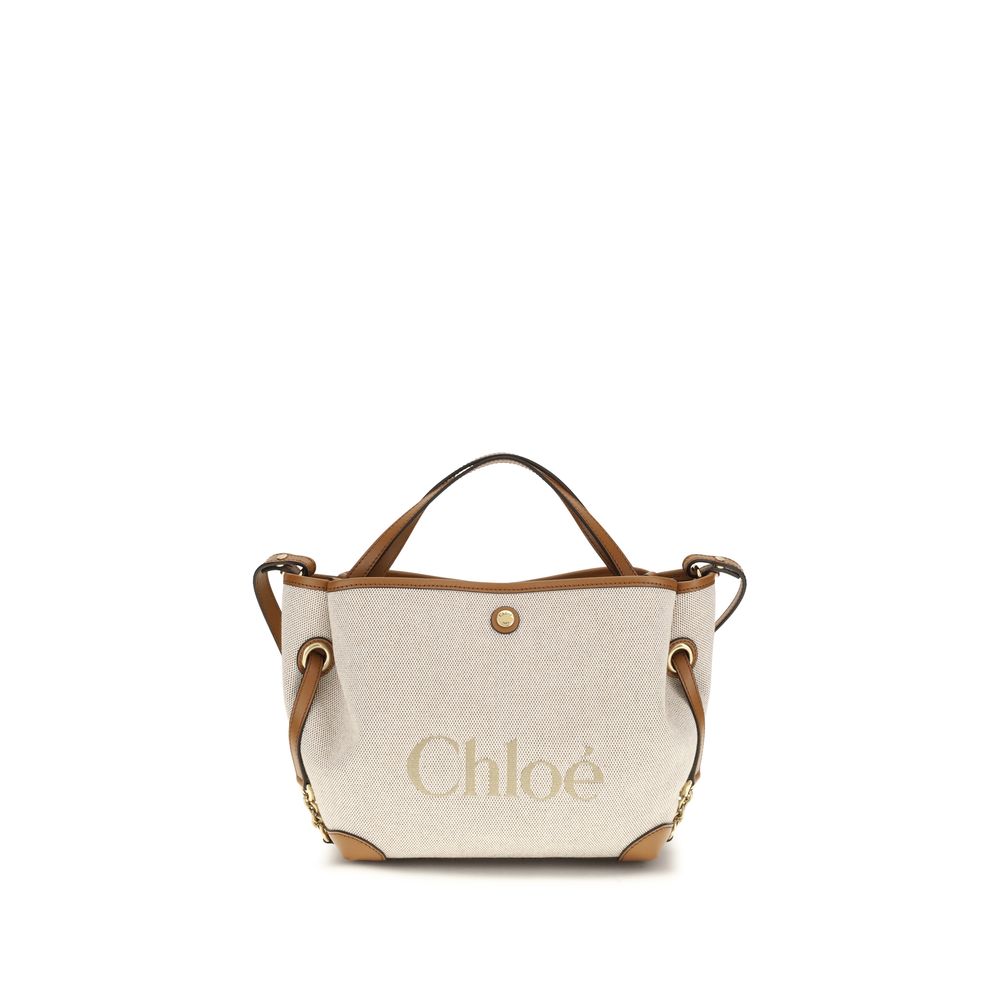 Beige Stoff-Schultertasche