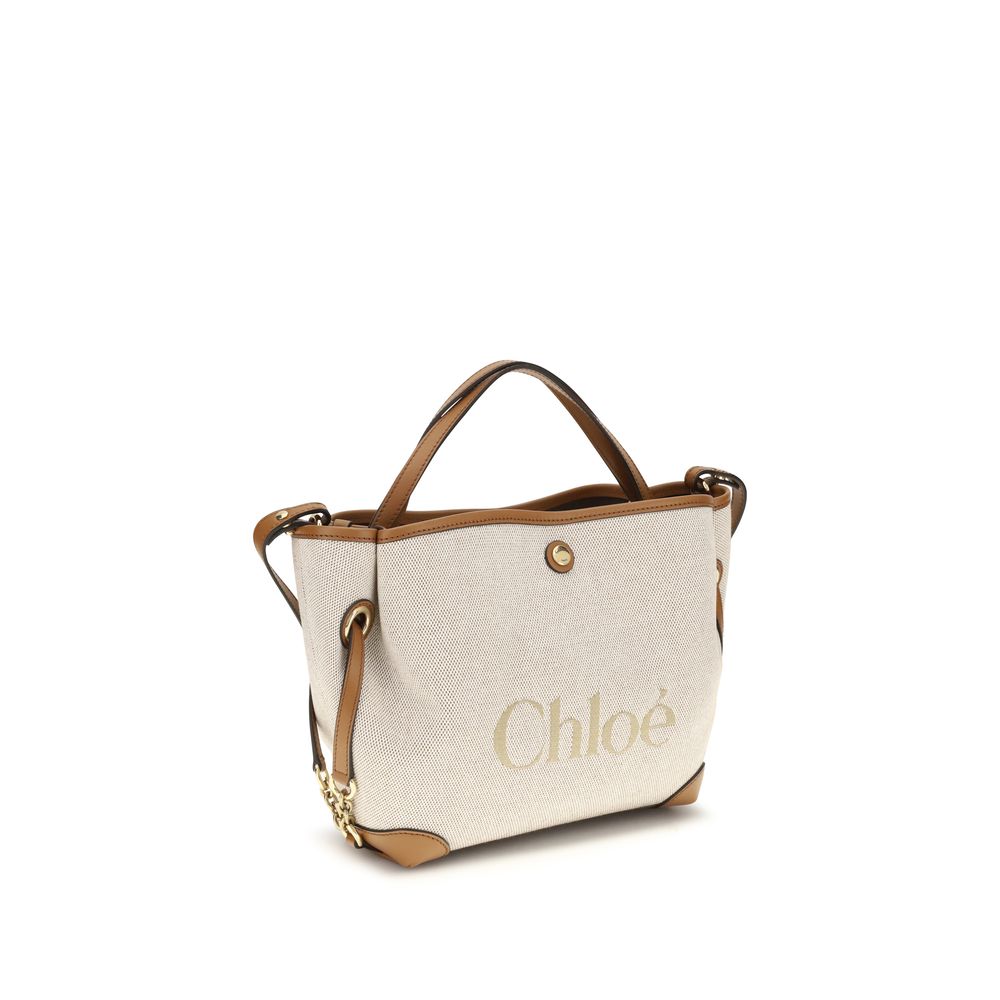 Beige Stoff-Schultertasche