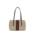 Beige Stoff-Handtasche