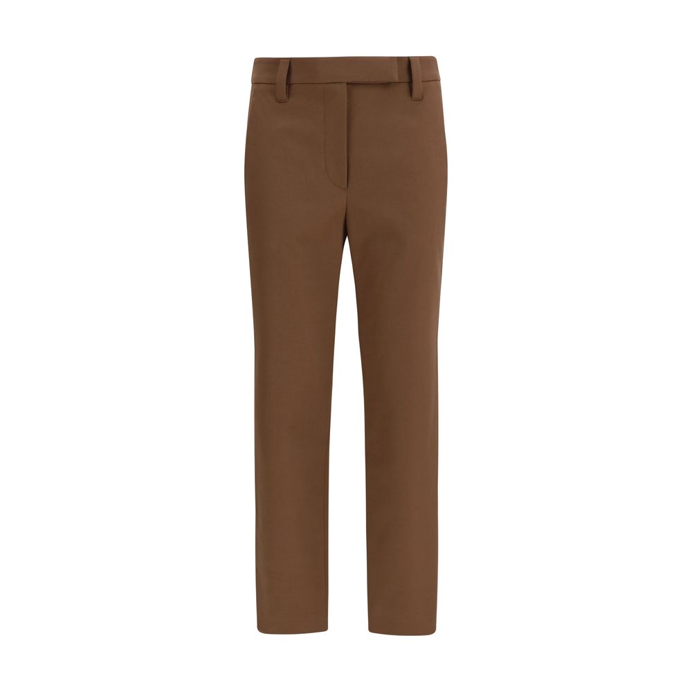 Braune Freizeithose aus Elasthan Brunello Cucinelli