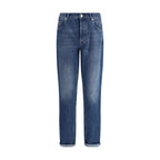 Blaue Jeans aus Baumwolle im geraden Schnitt