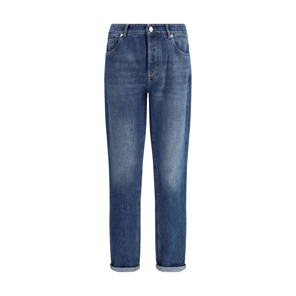 Blaue Jeans aus Baumwolle im geraden Schnitt