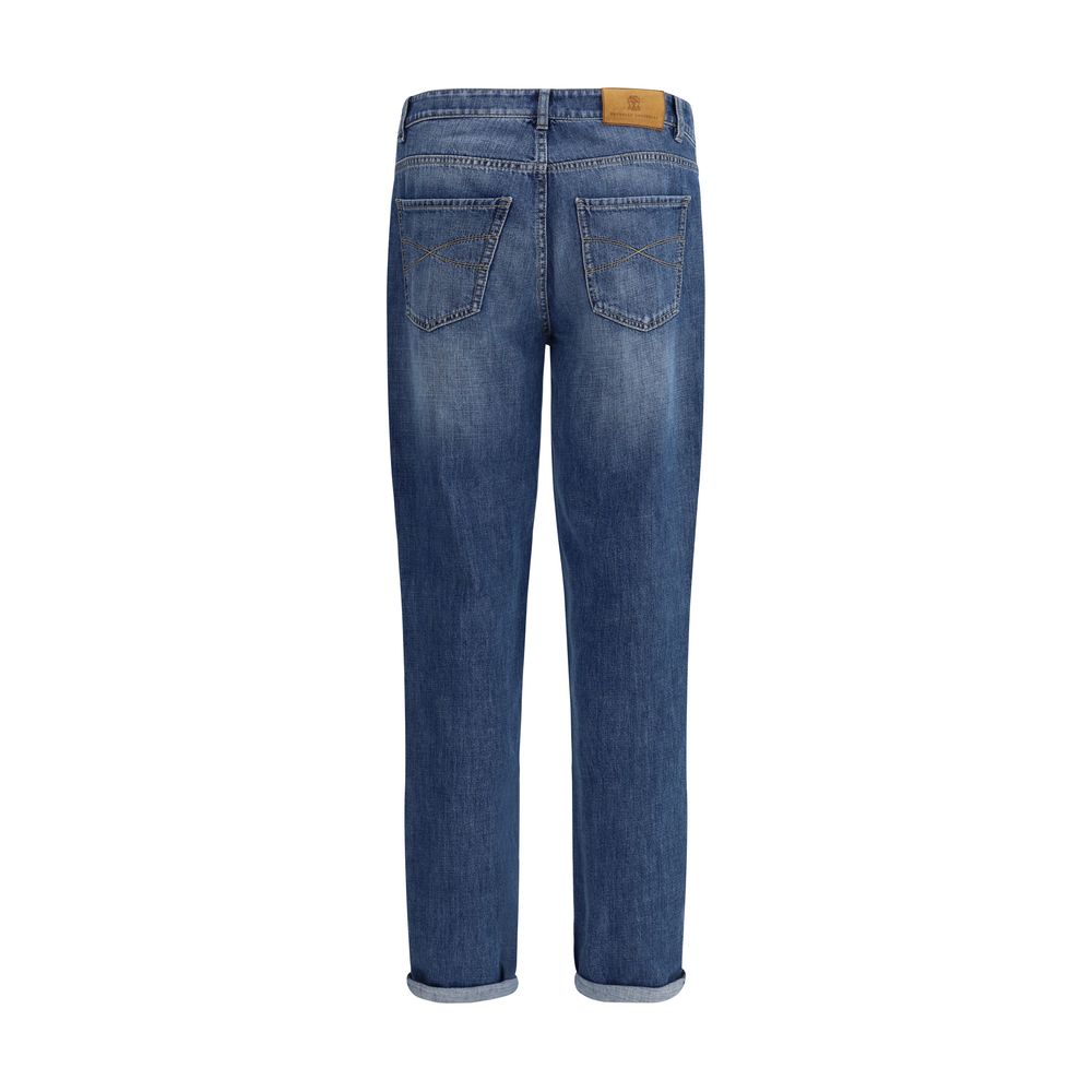 Blaue Jeans aus Baumwolle im geraden Schnitt
