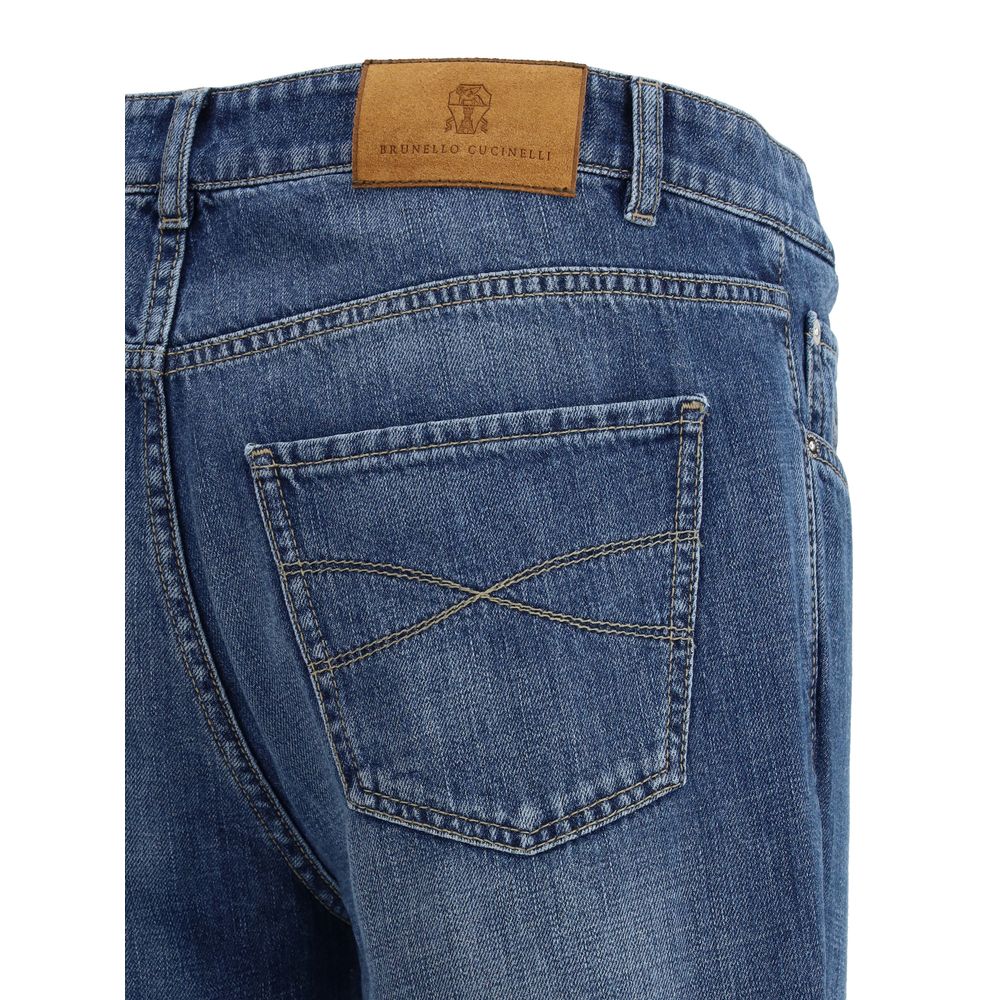 Blaue Jeans aus Baumwolle im geraden Schnitt