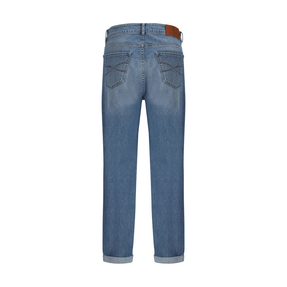 Blaue Jeans aus Baumwolle im geraden Schnitt